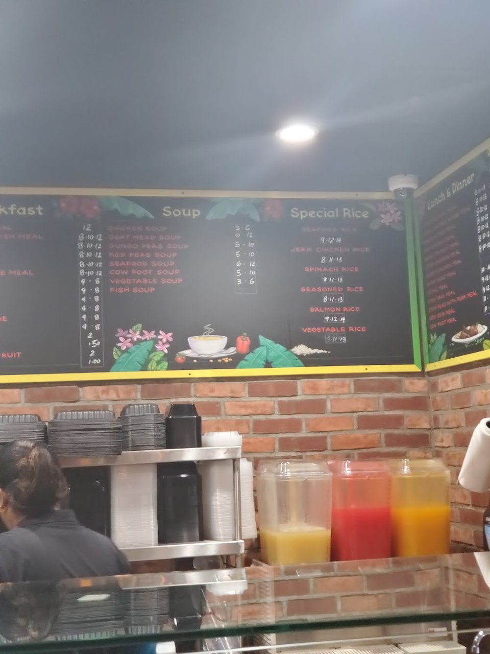 Takeout menu with classic Caribbean comfort food.